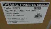 24 ROLLS ZEBRA TR4085plus 18100618 THERMAL TRANSFER RIBBON 4"x1476' 116109-1
