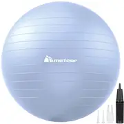 METEOR Anti-Burst Swiss Ball, 55cm 65cm 75cm 85cm, Yoga Ball Gym Ball Exercise Ball With Pump (Light Blue)