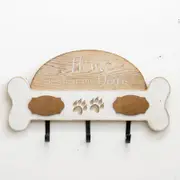 Willow & Silk Wooden Organiser 40cm 'Home Is Where My Dog Is' Sign 3 Wall Hooks