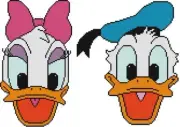 CROSS STITCH+ CRAFT PATTERN Lot of 2 Daisy Donald Duck Faces Sailor Smiles Bow