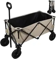 CULOTOL Collapsible Wagon with Large Capacity 160KG, Utility Wagons Carts Heavy Duty Foldable, Portable Folding Wagon with All-Terrain Wheels,Handle, Garden Cart for Beach, Sports, Shopping, Camping