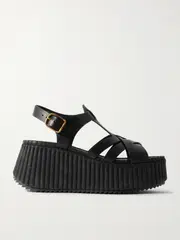 [Chloé] Chloé - Nama Leather Platform Sandals - Black - IT38 IT 38 Black