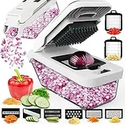 Fullstar Vegetable Chopper and Mandoline Slicer for Kitchen, Food Chopper with Container & Lid, Cheese Grater (8 in 1 - White)