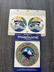 Set Of 3 Ocean Themed Stain Glass Color Window Decals