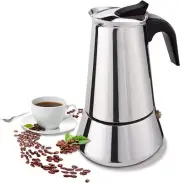 FCUS Stovetop Espresso Maker 6cup/300ml Greca Coffee Maker Moka Pot Stainless
