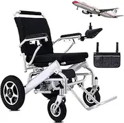 Lightweight Foldable Electric Wheelchairs for Adults, Aluminium Power Wheelchair,Compact Travel Wheelchair for Transport, 250W Dual Motor, All Terrain Power Wheelchair for Elderly Disabled