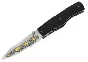 Maserin M392Kt - 78mm Stainless Steel Folding Knife with 24 Krt Gold Engraving (