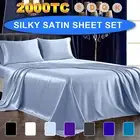 4PCS Silk Satin Bed Sheet Set Single/Double/Queen/King Flat Fitted Pillowcase AU