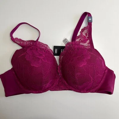 NEW Torrid Curves Push Up Plunge Bra 40C Underwire Lace Padded Convertible Strap