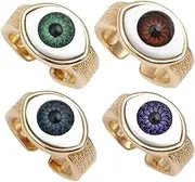 Beatifufu Men's Women's Fashion Jewelry Gothic Rings Evil Eye Ring Open Design for Wedding Party Prom Present