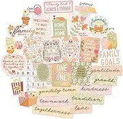 Navy Peony Bonds and Dreams Family Vision Board Stickers (30pcs) - Peach Fuzz, Pastel Floral Stickers for Family Unity, Scrapbook, Vision Board Party