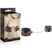 Leopard Frenzy Wrist Cuffs - Luxurious Leopard Print Bondage Restraints for Sens