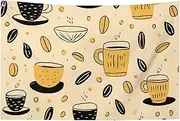 Coffee Pattern Flag 60x96 in No Fade Welcome Flag Garden Yard House Flags Decorative Garden Yard Sign Indoor Outdoor Banner Party Home Decor