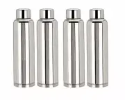 Stainless Steel Water Bottle, 1000ml, Set of 4, Silver