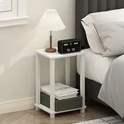 [Furinno] Simplistic Compact Bedside Table, Nightstand, White/White