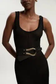 Suede Hardware Detail Waist Belt