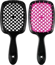 HaiSun 2PCS Detangling Hair Brush, Lixera Detangling Hair Brush,Detangling Brush for Curly Hair, Wet and Dry Detangle Brush,Scalp Massage Brush (Pink+Black)