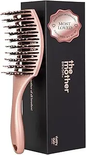 HAPPY HAIR Mother Brush - Detangling Hair Brush with Boar Bristles & Pins | Designed by Women to Detangle & Smooth Thick, Fine or Curly Hair | Pain-Free Slick Back Brush | Massage Scalp (Rose Gold)