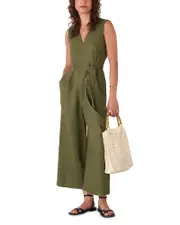 Whistles Petite Belted Seamed Linen Jumpsuit