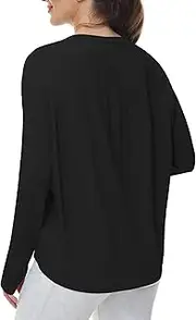[THE GYM PEOPLE] Women's Long Sleeve Workout Shirts Back Loose Fit Running Tee Tops with Thumb Hole