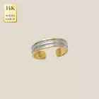 14K REAL Solid Gold Two-tone Thick Minimalist Ear Cuff Ring Cartilage NoPiercing