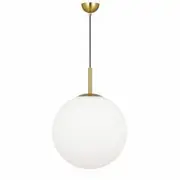 Telbix Bally Extra Large Opal Sphere Glass Pendant Light - Antique Gold