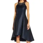 Adrianna Papell Mikado Fit and Flare Party Dress Navy Women's Sz 4 New With Tags