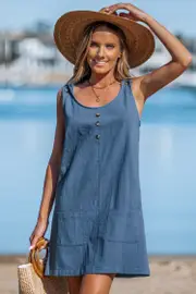 Cupshe Cool Tide Blue Mini Dress - Blue,M