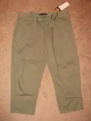 SANCTUARY OLIVE GREEN ARMY CARGO HIGH WAISTED SEATTLE CROP PANTS CAPRIS NWT 28