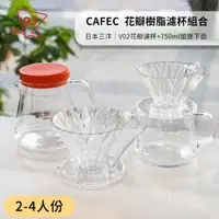 在飛比找momo購物網優惠-【CAFEC】日本三洋 花瓣樹脂濾杯組合 Tritan咖啡壺