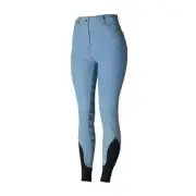 Horze Jessie Denim High Waist Full Grip Seat Breeches, Light Blue or Black
