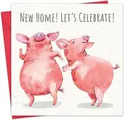 Twizler New Home Card - Pig Party - Funny Happy New Home Card for Him Her Men Women Couple - Housewarming