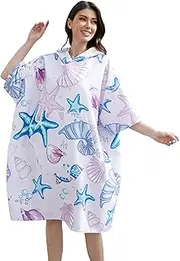 Surf Poncho Hooded Beach Towel Quick Dry Terry Cloth Changing with Pockets Swim Cover Up for Adults Surfing Accessories Ocean Swimming Gear