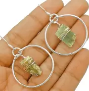 Natural Rough Aquamarine 925 Solid Sterling Silver Earrings,