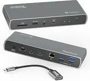 Plugable Thunderbolt 4 Dock with 100W Charging, Thunderbolt Certified, 3X Thunderbolt Ports, Laptop Docking Station Dual Monitor Single 8K or Dual 4K Monitor, 2.5G Ethernet, 1x SD, 4X USB