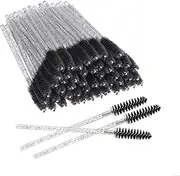 Elisel 100 PCS Disposable Mascara Brushes Crystal Eyelash Brushes Mascara Wands Applicator Eyelash Extensions Makeup Tools Eyebrow Brush (Black)
