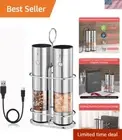 Electric Salt and Pepper Grinder Set Stainless Steel Adjustable Coarseness