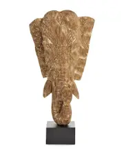 Tozai Elephant Head Sculpture On Black Stand