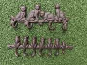 Set of 2 Cast Iron Cats Hooks Rusty Hanger Home Decor Garden Key Coat Hat Towel