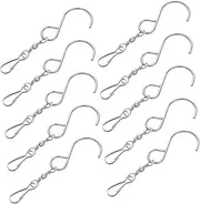 ORFOFE 10pcs Spinner Swivel Hook Swivel Clip Hanging Hooks Stainless Steel S Hooks Rotating Display Hooks for Outdoor Wind Chimes Bird Feeder Pots Solar Light