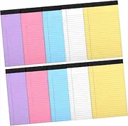 SECFOU 10 Pack Colored Writing Pads Wide Ruled Notebooks Legal Notepads for Work Pocket Notebook Office Supplies A5 Size