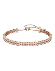 [Swarovski] Matrix Bracelet Round Cut Rose Gold-Tone Plated in White