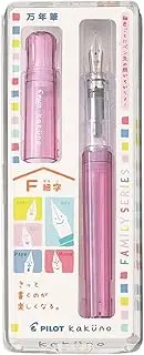 Pilot Fountain Pen Kakuno Family Series Kakuno Girl Clear Pink Fine Point Black Ink FKA-1SR-KGP-F With Kanji LOVE Sticker, 5.15 x 0.59 x 0.78 in