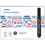 J.Burrows Permanent Markers Chisel Black 24 Pack