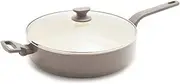 GreenPan The Essence Skillet with Lid, Taupe 30cm, Healthy Ceramic Non-Stick, Diamond-Infused Ceramic Non-Stick Coating, All stovetops, Oven Safe up to 160˚C, Dishwasher Safe