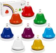 Noamus 8 Notes Desk Bells, Music Bell Percussion Instrument, Colorful Diatonic Metal Bells, Chromatic Musical Table Bell for Teaching Church Chorus Holiday Party Supplies Birthday Gift