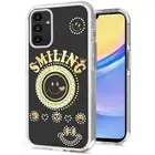 For Samsung A15 5G Case Diamond Studs Smiling Bling Ring Stand + Tempered Glass