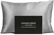 Fishers Finery 30mm 100% Pure Mulberry Silk Pillowcase, Good Housekeeping Quality Tested (Silver, Standard)