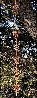 European Style Rain Chains Outside, Farmhouse Garden Patio Pinecone Shape Gutter Chain Downspout, Attachable Cuttable Rain Chain Weight