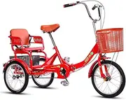 3 Wheels 16 Inch Adult Tricycle Foldable Trike Bike for Beginner Riders Single Speed Bikes Three-Wheeled Bicycles with Back Seat Shopping Basket Cycling Pedalling